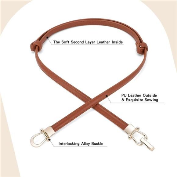 Leather Women Belt Thin Waist Belts up to 37 Inches with Golden Buckle 2 Pack - Picture 4 of 7